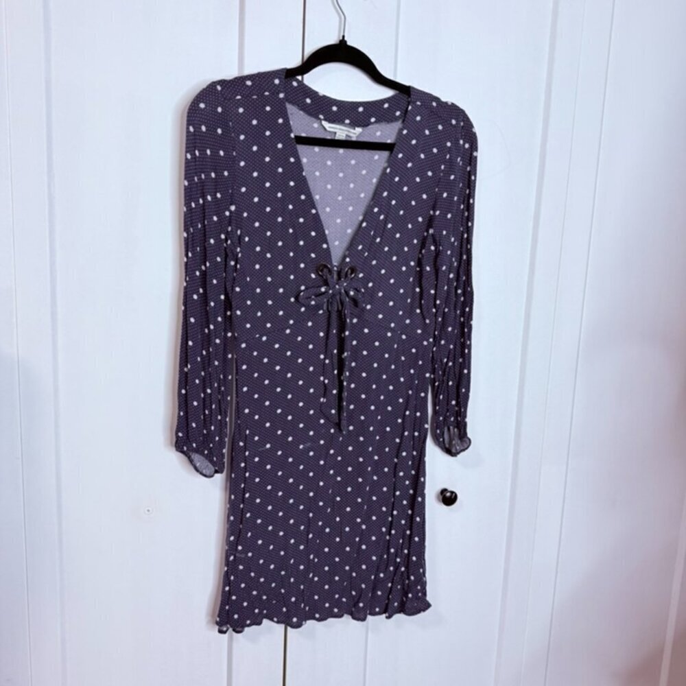 American Eagle Outfitters Small Blue & White Polka Dot Long sleeve Mini Dress